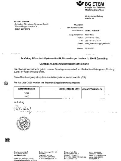 BG Etem bei Schörling Blitzschutz - Systeme GmbH in Zorneding