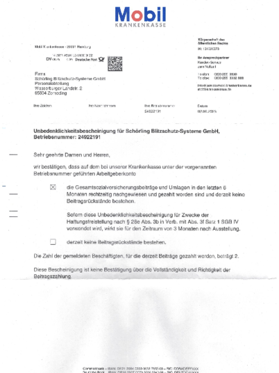 Mobil Betriebskrankenkasse bei Schörling Blitzschutz - Systeme GmbH in Zorneding