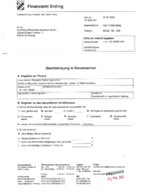 Bescheinigung in Steuersachen bei Schörling Blitzschutz - Systeme GmbH in Zorneding